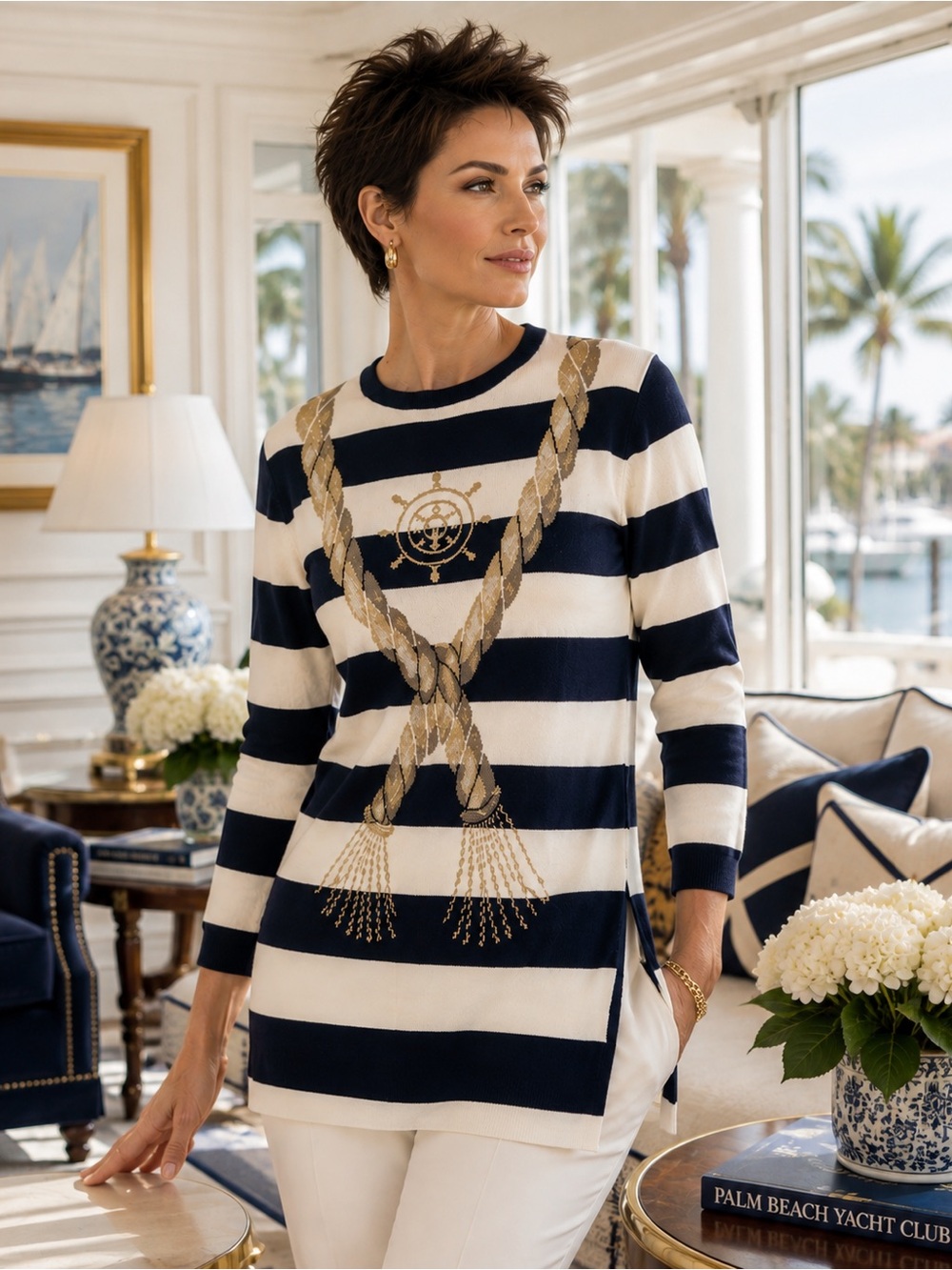 St. John Collection Nautical Navy Santana Knit Sweater – Size Medium